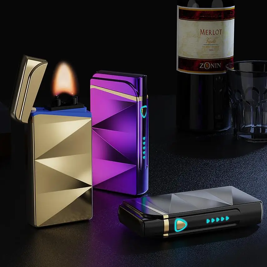 2021 Мощность Дисплей пламени Новый год дизайн зажигалка USB Пульс сигары Зажигалки