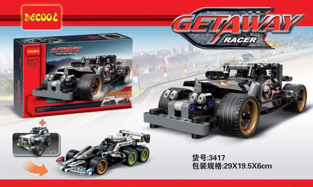 170 шт. Technic Decool 3417 серия Getaway Racer автомобильные строительные блоки кирпичи игрушки