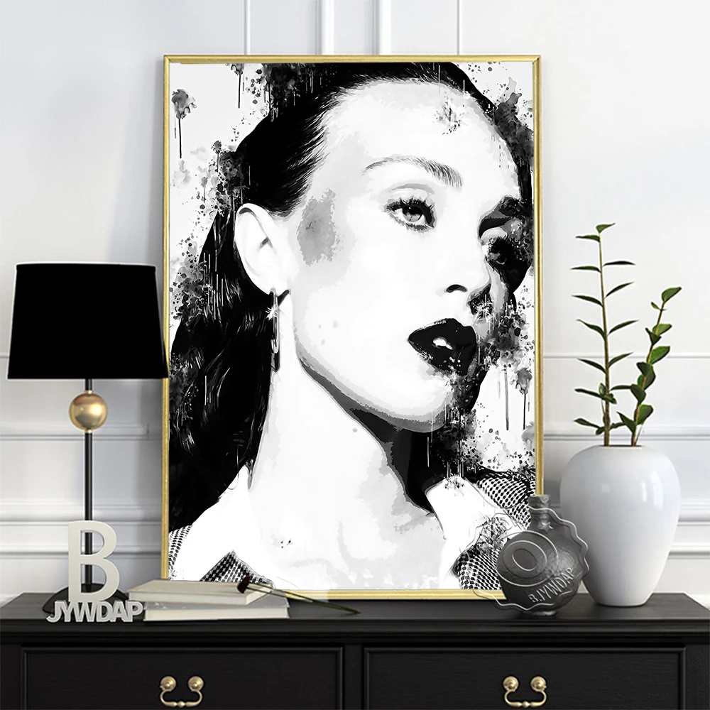 

America Singer Portrait Printing Poster, Zella Day Sketch Wall Picture Painting, Minimalism Watercolor Black White Home Decor