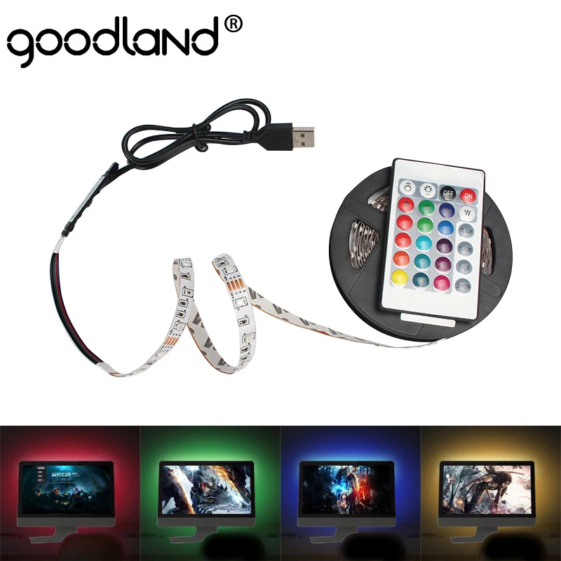 USB Светодиодная лента для телевизора с подсветкой гибкая Диодная SMD3528 DC 5V 50 см 1 м 2