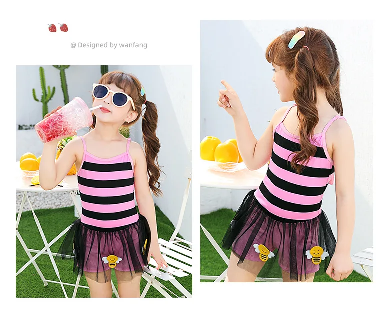 

Girls' Middle-Children Swimsuit Fashion Lace Swimsuit Hot Spring Seaside Refreshing Girls' Swimsuit