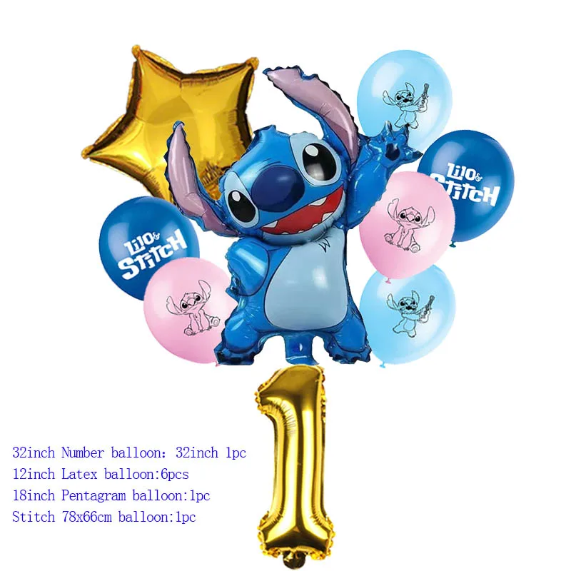 

Набор принадлежностей для вечеринки Disney Лило Ститч, баннер, воздушный шар, Топпер для кексов, украшение на день рождения, праздник для детей,...