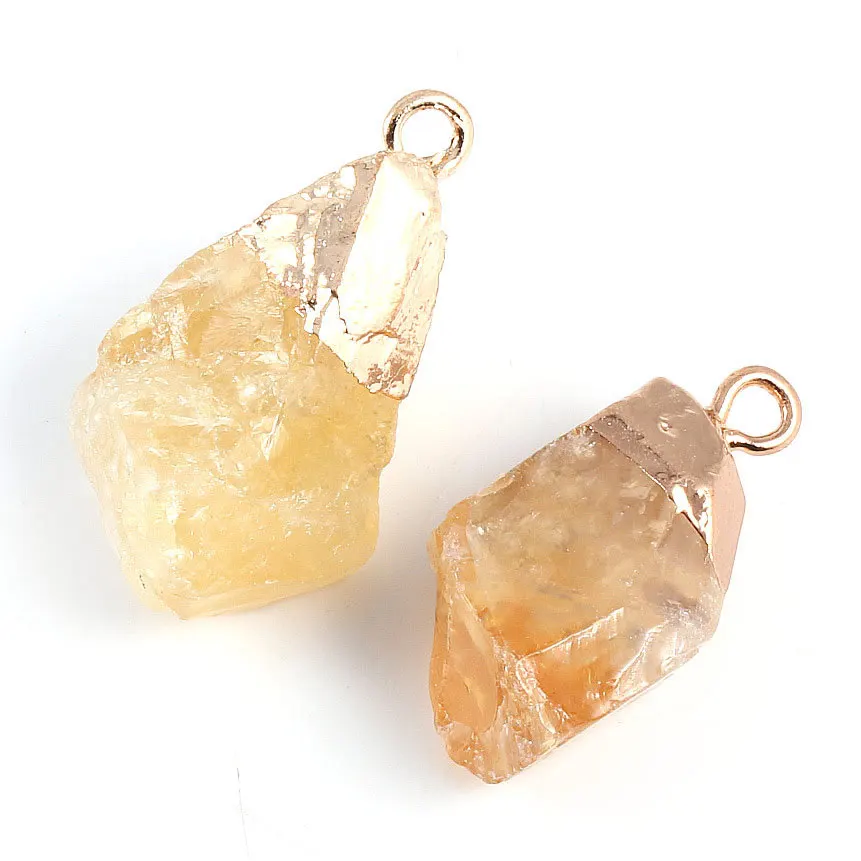 

Natural Stone Irregular Pendants Yellow Healing Crystal Charms for DIY Jewelry Making Wholesale