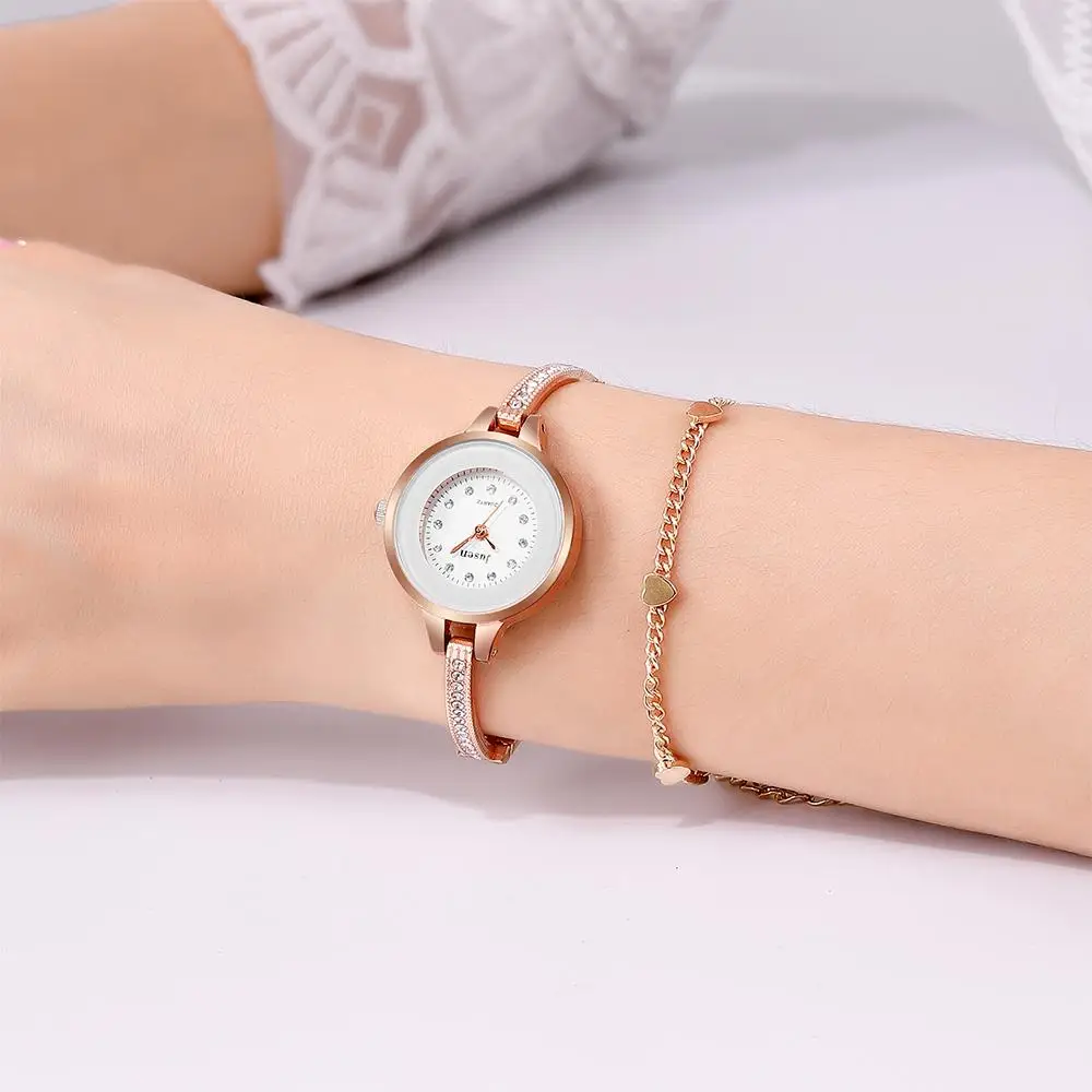 

Luxury Fashion Rose Gold Women Watches Qualities Diamond Ladies Bracelet Watch Simple Pointer Silver Female Quartz Wristwatches