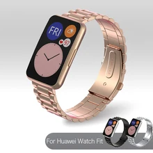 Watchband For Huawei Watch Fit Wrist Strap Metal Steel Folding Buckle Replacement Band Womens Watch Fit Smartwatch Man Bracelet