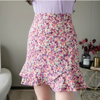 women summer holiday style high waist trumpet short skirts chic ruffled floral printed mini skirt ladies casual irregular skirts