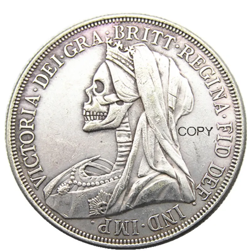 Hobo1893 британская Корона Королева Виктория завуалированная голова Посеребренная