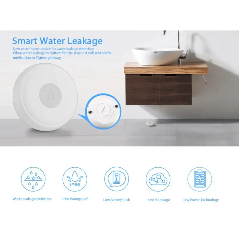 

Ewelink Zigbee Smart Water Leak Sensor Wireless Flood Overflow Detector APP Remote Control Alarm Smart Home Security System