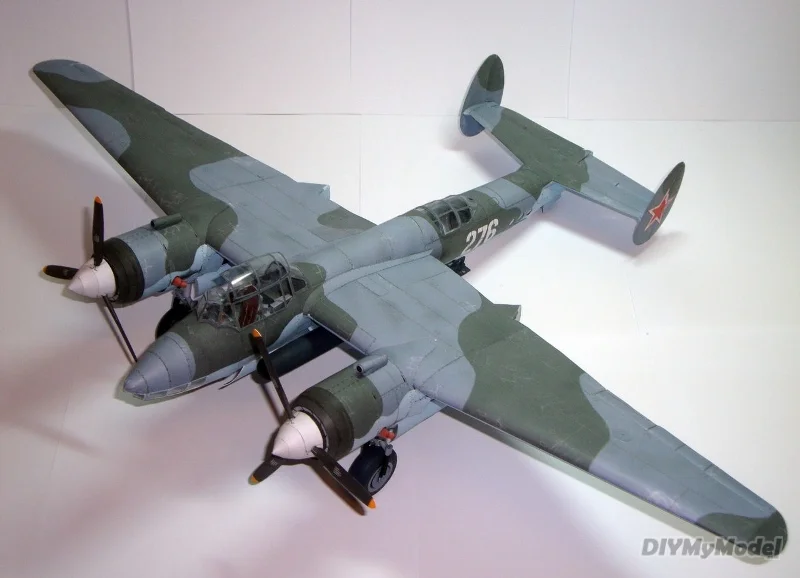 DIYMyModeI-bombardero de tu-2m, modelo de papel hecho a mano, rompecabezas de juguete, accesorios de pel&iacute;cula-0