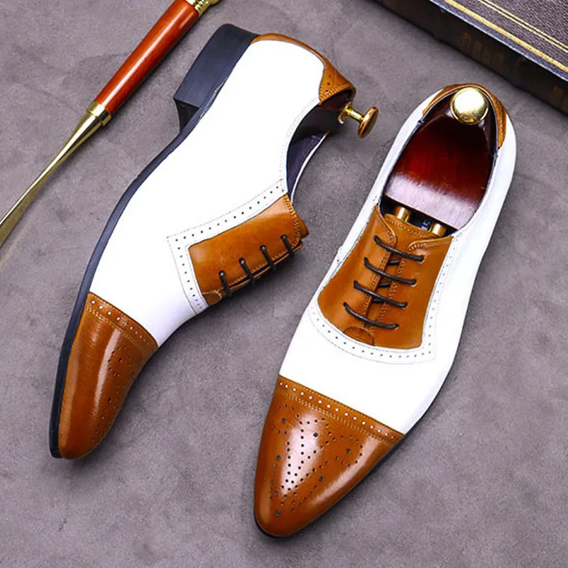 2020 Men Brand marry shoes Genuine Cow Leather Business Dress Matching Oxford  For Men white Wedding flats Big size 11