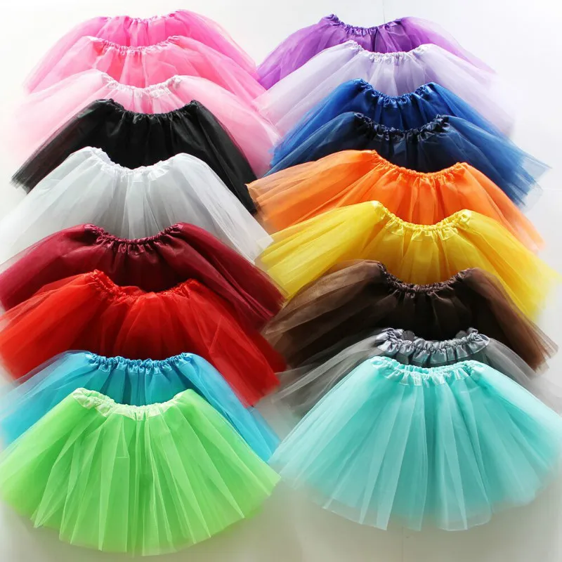 2-8 years old Girls Halloween Costumes Mesh Tutu Skirt White Pink Purple Red Brown Ballet Pettiskirt Cosplay 3 layer Yarn | Тематическая