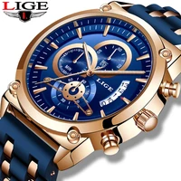 silicone watches mens sport chronograph lige top brand luxury fashion men fo watch waterproof luminous quartz watch reloj hombre