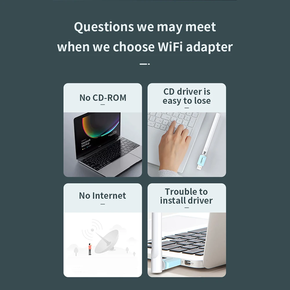 

2.4+5.8GHz WiFi Receiver Adapter Replacement 600Mbps External 3dBi Antenna Dual Band Wireless Network Card Dongle