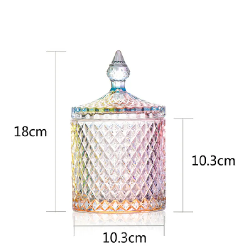 

Color Crystal Glass Storage 600ML Canned Sugar Cans Diamond Candy Box Cotton Swab Box Cotton Pad Household Storage box