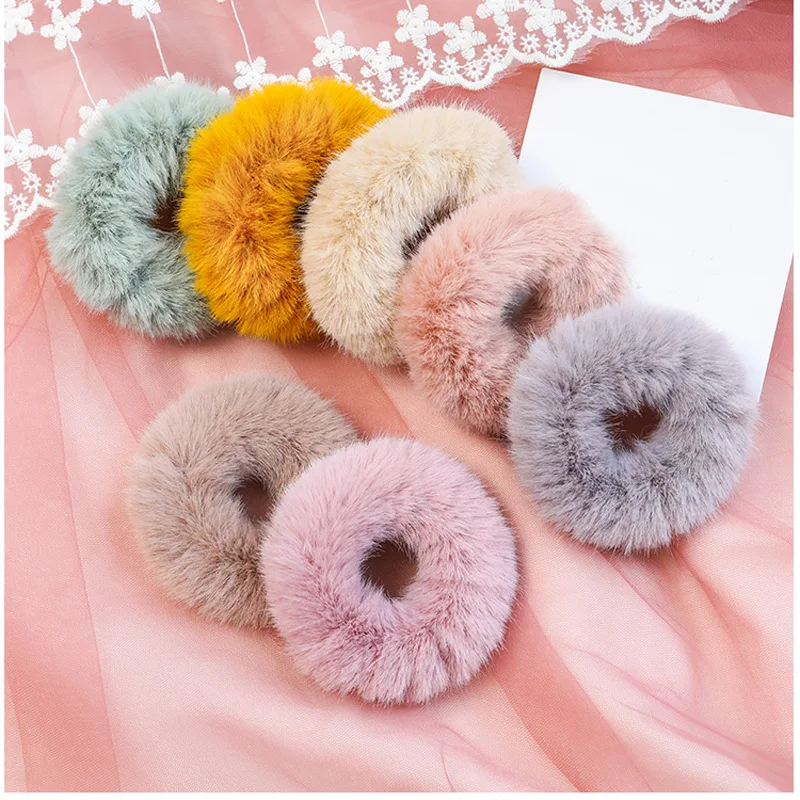 2019 New Winter Plush Scrunchies Women Girl Imitation Mink Elastic Hair Rubber Bands Accessories Tie Ring Holder Headdress |
