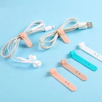 4pcsset desktop phone cable winder silicone strap cable organizer earphone clip charger holder tape lead wire cord fixer