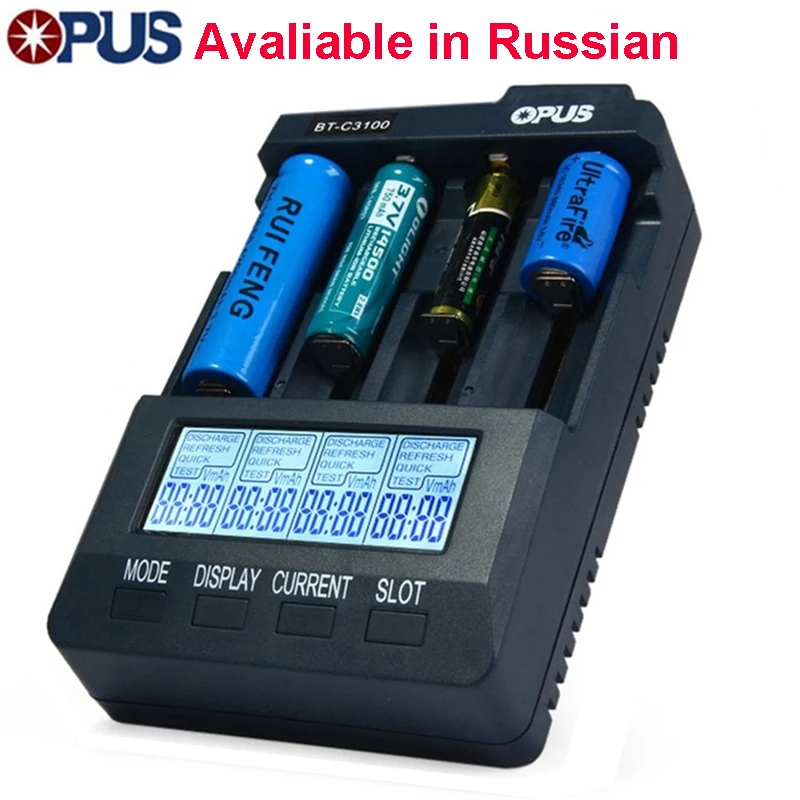 Opus BT-C3100 V2.2 цифровой Интеллектуальный 4 слота ЖК-дисплей зарядное устройство ЖК-экран Li-Ion NiCd NiMh Зарядное устройство s