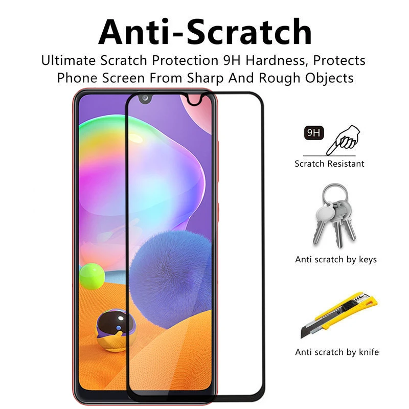 Protector de pantalla de vidrio templado para m&oacute;vil, pel&iacute;cula de borde curvo 3D para Samsung Galaxy A31, A31, A315, 2 uds.-2