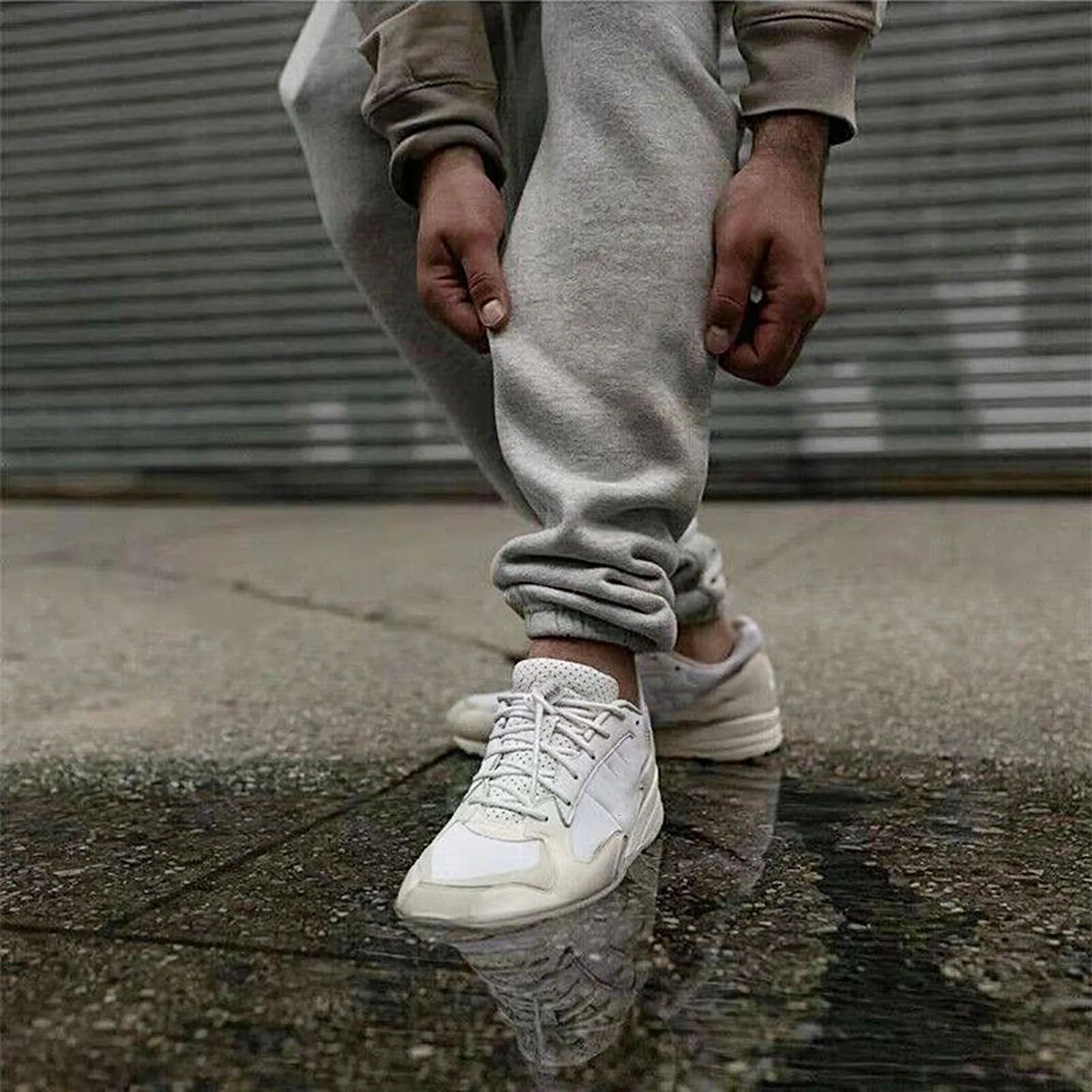

Men Women Autumn Solid Color Drawstring Ankle Tied Loose Sports Pants Trousers