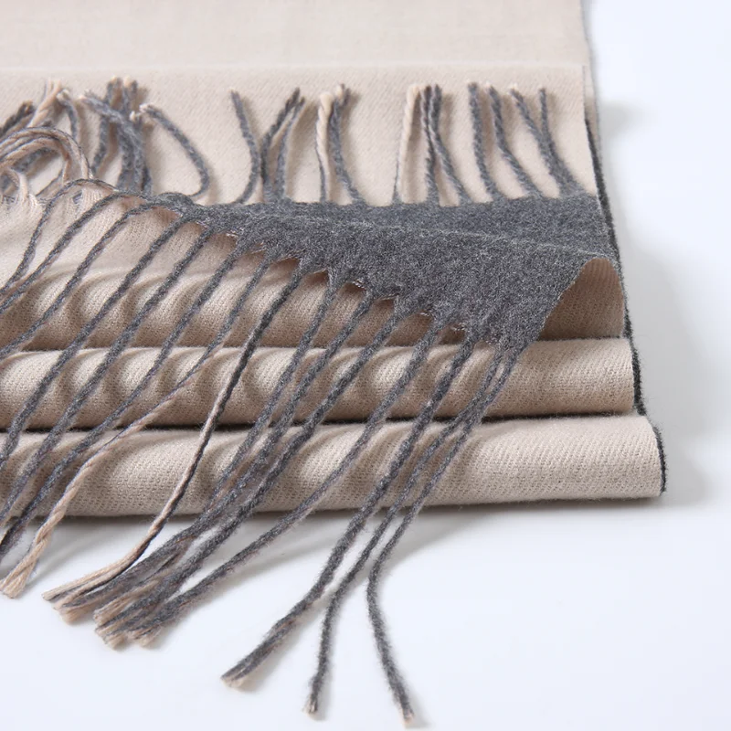 

High Quality Reversible Cashmere Scarf Women Luxury Brand Thick Warm Pashmina Scarves with Tassel Solid Color Winter Wool Shawl