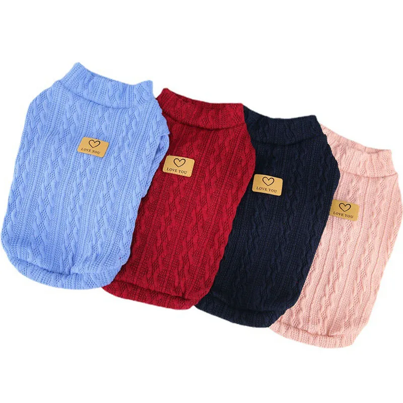 

Knitted Cat Dog Clothes Pet Sweater Knitwear Sweaters Coat Chihuahua Schnauzer Pomeranian Pink Blue Pullover Jumper Clothing XL