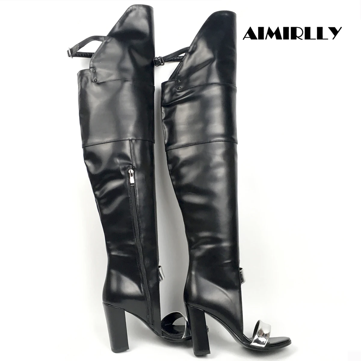 Женская обувь Сапоги выше колена Женские босоножки Сезон осень весна Черные