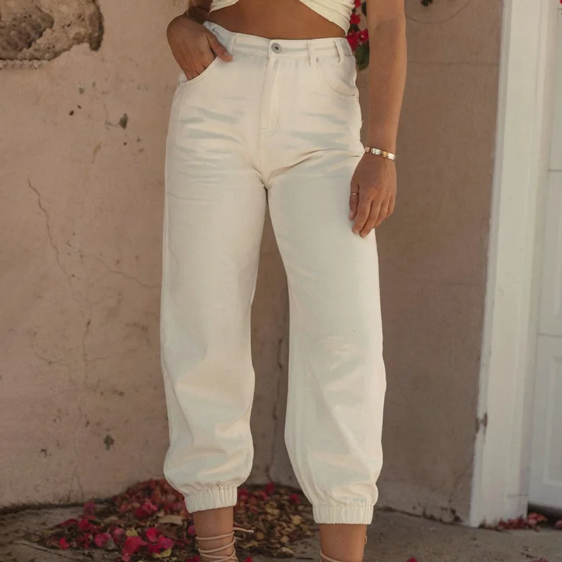 

Medium Waist Black Jeans Calf-Length Jeans Wide Solid Color Jeans Pants Elastic Wide Leg Jeans Autumn Pants Women