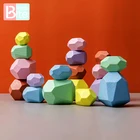 Детский деревянный цветной камень jinga строительный блок развивающая игрушка креативный скандинавский стиль укладки игра Радуга деревянная игрушка, подарок