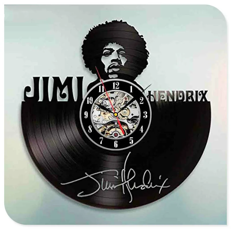 34 Jimi Hendrix 3D ручной работы художественное зеркало настенные часы виниловая запись наклейка для стены в виде часов домашний декор поддержка Прямая - Цвет: 34