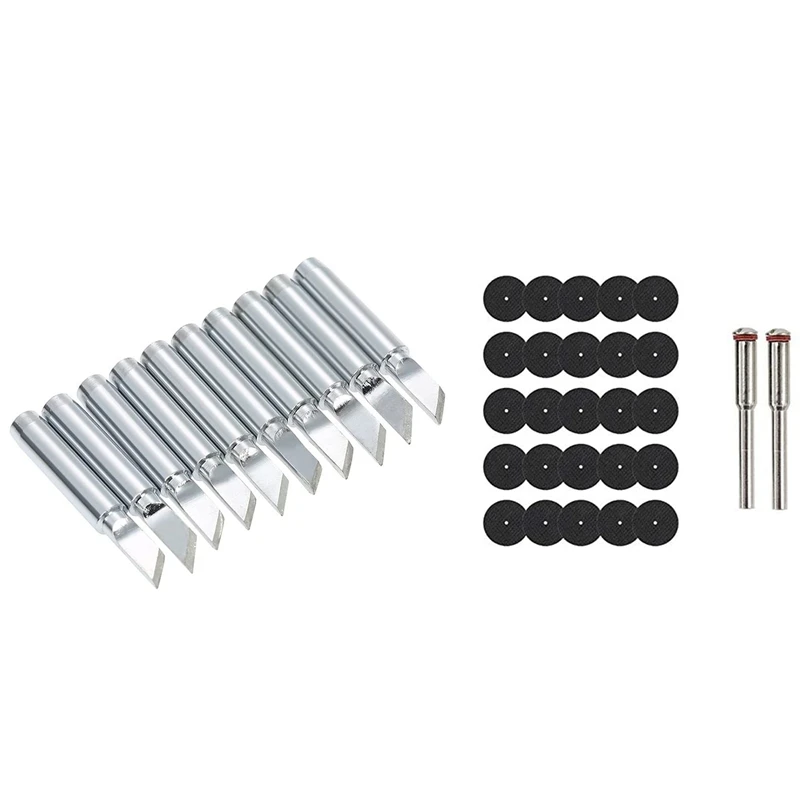

10 Pcs Soldering Iron Tips Lead-Free Screwdriver Iron Tip & 1 Set 32mm Grinding Wheel with Mandrels