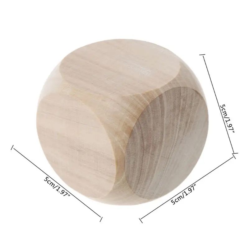 

X5QF 5cm 6 Sided Blank Wood Dice Party Family DIY Games Printing Engraving Kid Toys