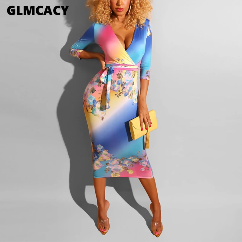 Женское сексуальное облегающее платье с глубоким v-образным вырезом и высокой