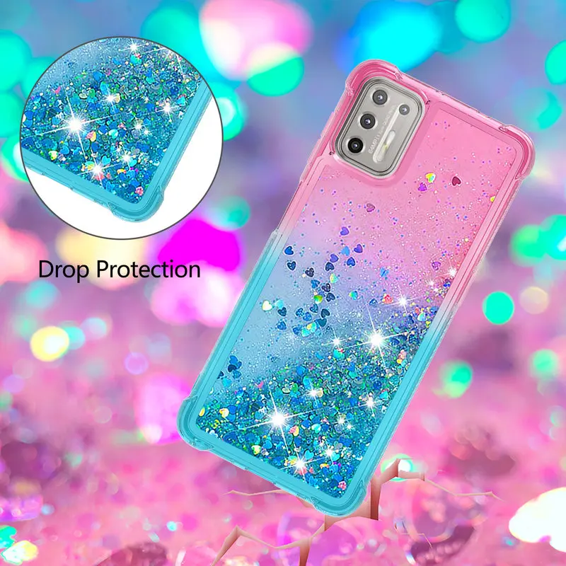 

Silicone Case For Motorola Moto G9 Plus Glitter Dynamic Liquid Quicksand Shockproof Case For Moto G9 Plus Protection Back Covers