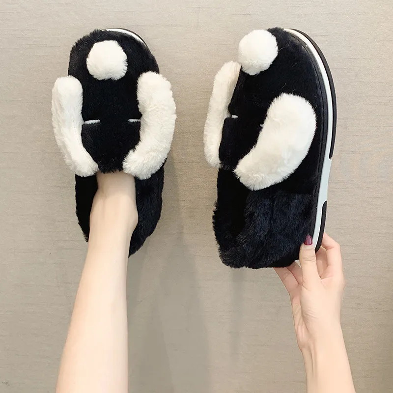 YMECHIC Мода 2019 зимние Для женщин обувь комнатные тапочки Туфли без каблуков