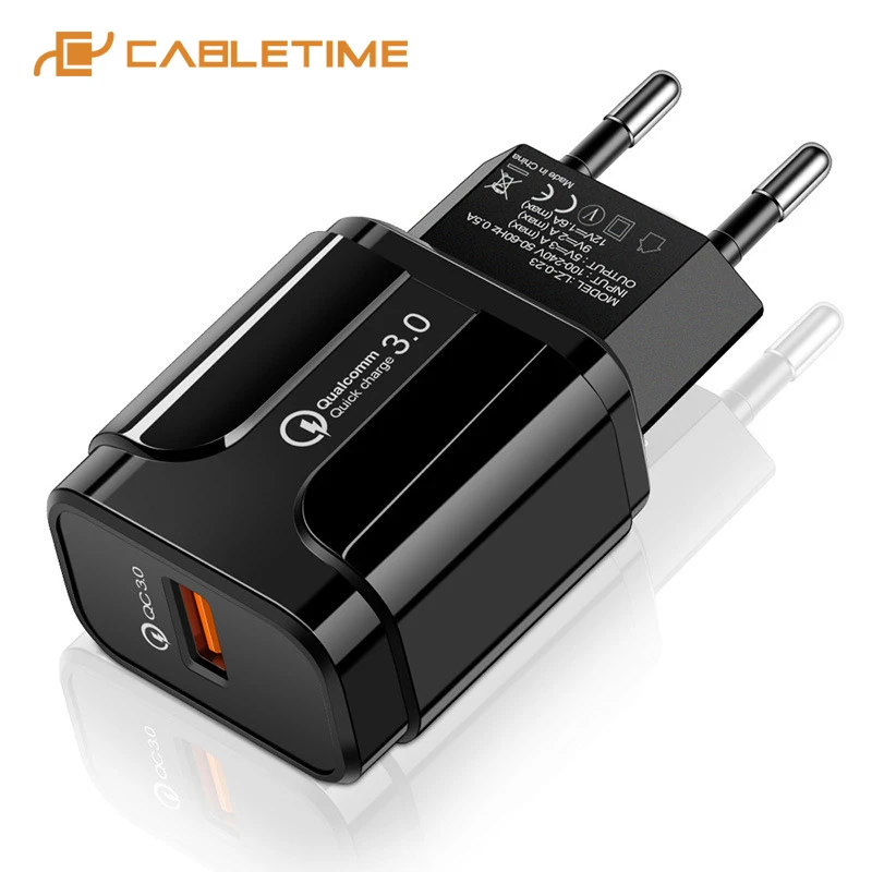 CABLETIME USB PD зарядное устройство 18 Вт Быстрая зарядка QC3.0 EU 3A смарт чип настенное