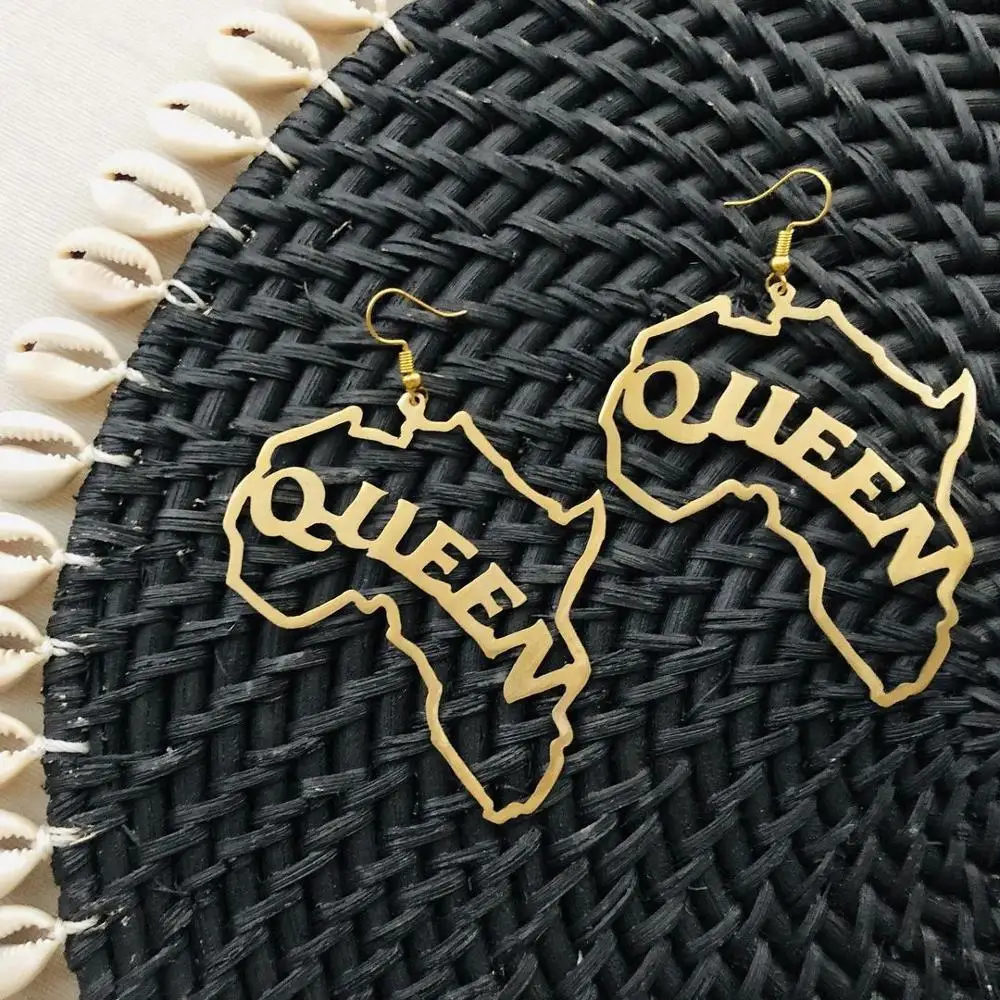 

Stainless Steel Big Hoop Earrings Custom Name Earrings Africa Map Jewelry Personalized Name Earrings Charming Gold Earrings Gift