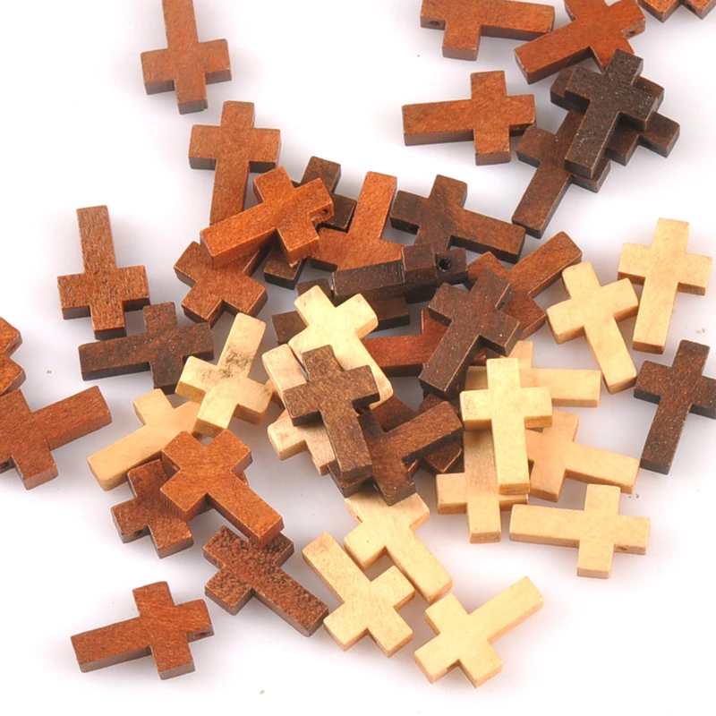 50 шт. натуральные деревянный крест подвеска ювелирные изделия Модные шармы