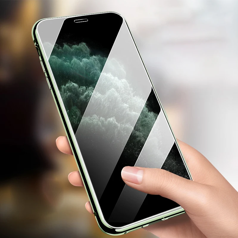 Магнитный адсорбционный металлический чехол для iPhone 11 11 Pro Max прозрачный чехол из закаленного стекла для телефона для iPhone XS Max XR 8 7 Plus откидная крышка