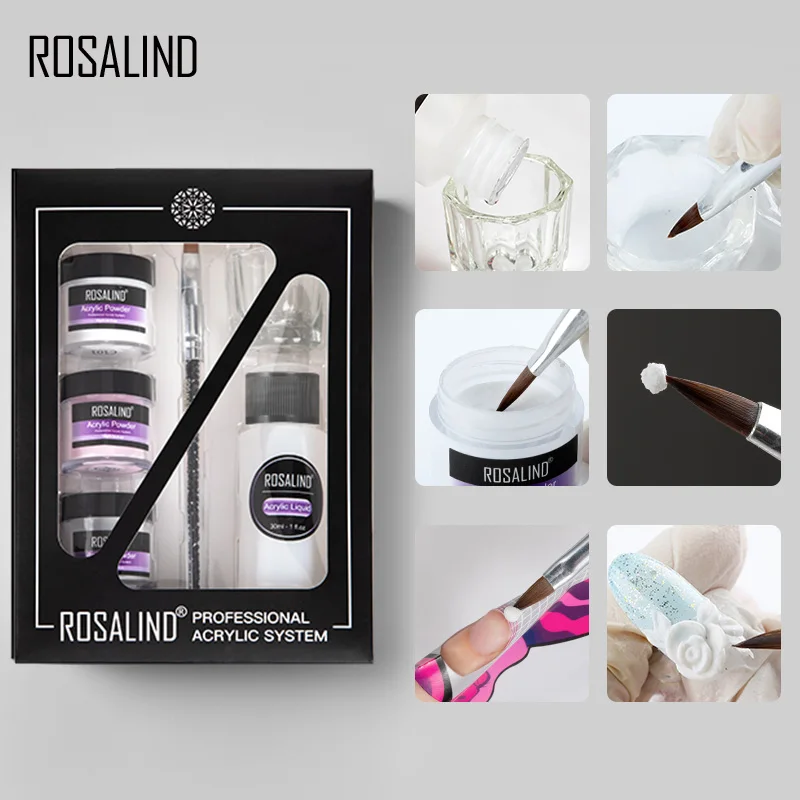Акриловая пудра ROSALIND для наращивания ногтей художественный дизайн 10 г