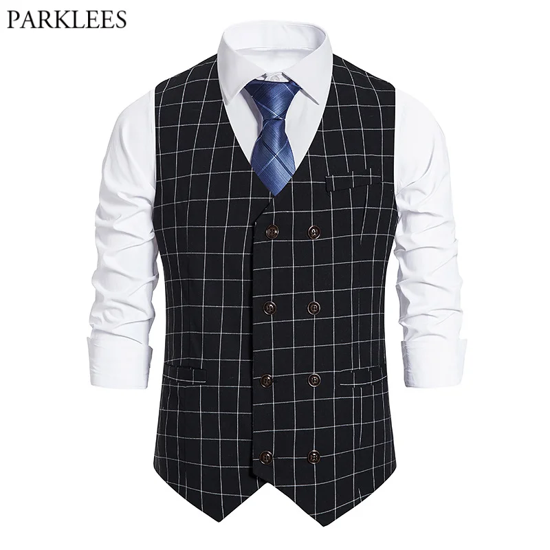 Мужской приталенный двубортный костюм жилет новинка 2021 Приталенный с v образным