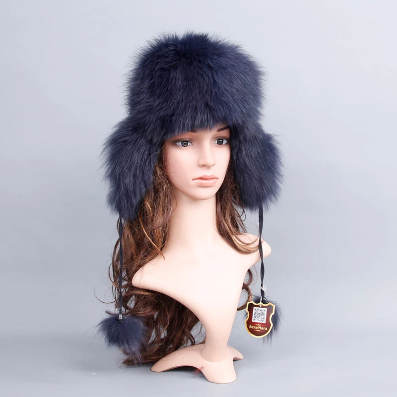 Шапка из натурального Лисьего меха для женщин роскошная теплая зимняя шапка лисы