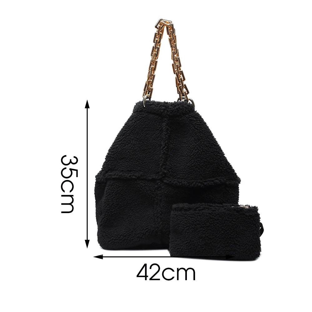 

Soft Plush Handbags Shoulder Bags For Women 2021 New Fashion Ladies Top-Handle Bags Casual Travel Tote Bag Female Faux Fur Purse