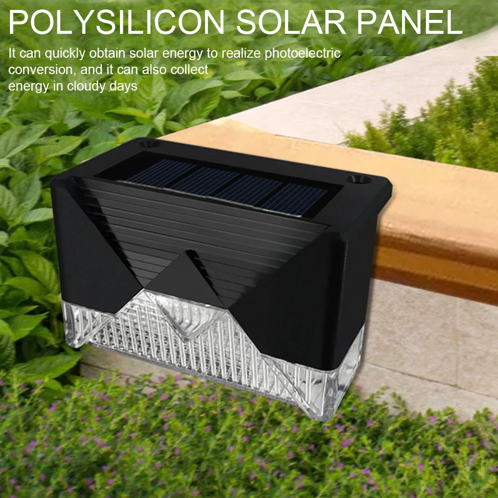 

4pcs Outdoor Landscape Post Home Decor ABS Modern Easy Install Solar Deck Lights Patio Bright For Step Led Waterproof Stair Lamp
