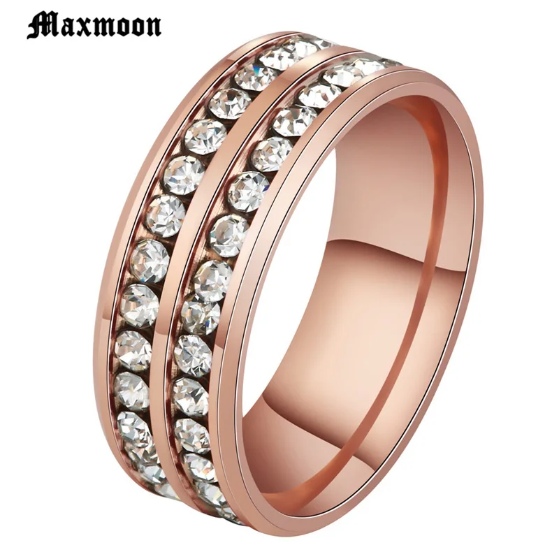 Кольца Maxmoon из титановой нержавеющей стали женские ювелирные изделия с белым