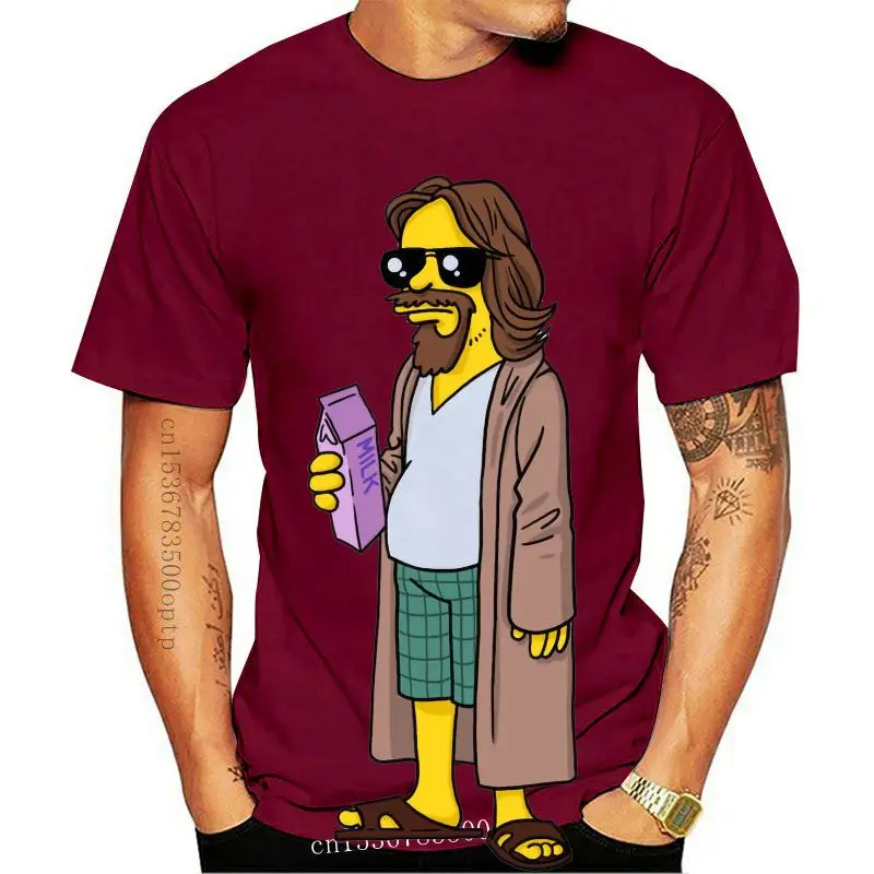 

Мужская белая футболка большого размера Lebowski с рисунком из мультфильма, выполненная на заказ, Повседневная футболка с гордостью, Мужская мо...