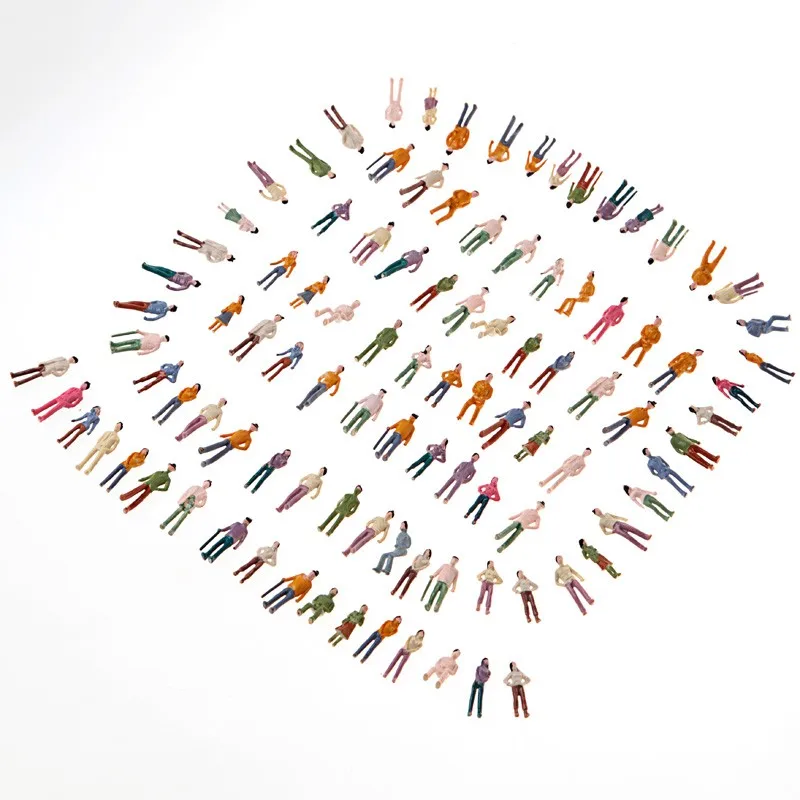 100 шт. окрашенная Модель поезда Люди цифры о масштаб 1: 75 смешанные модели