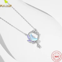 moon star enamel 100 925 sterling silver necklace for women zircon colored glaze necklaces pendants chain fine jewelry