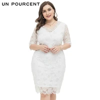 2021 new large size dress fat sister fresh elegant half sleeve lace dress white dress women plus size clothing xl 4xl