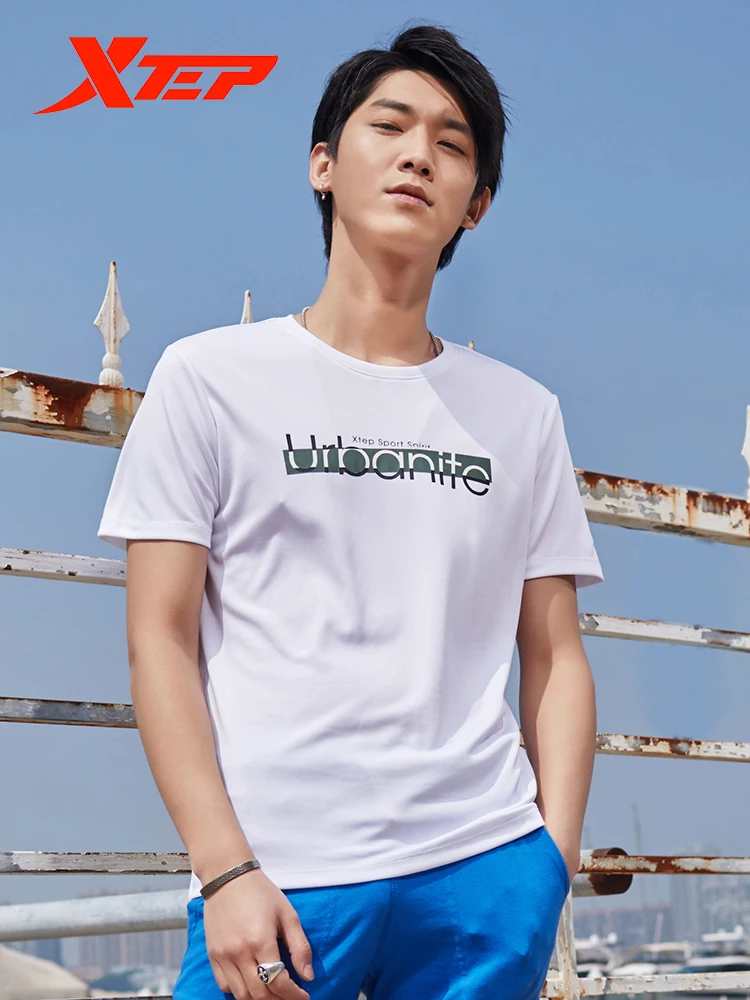 Xtep Мужская Спортивная Футболка мужская новая свободная дышащая футболка с