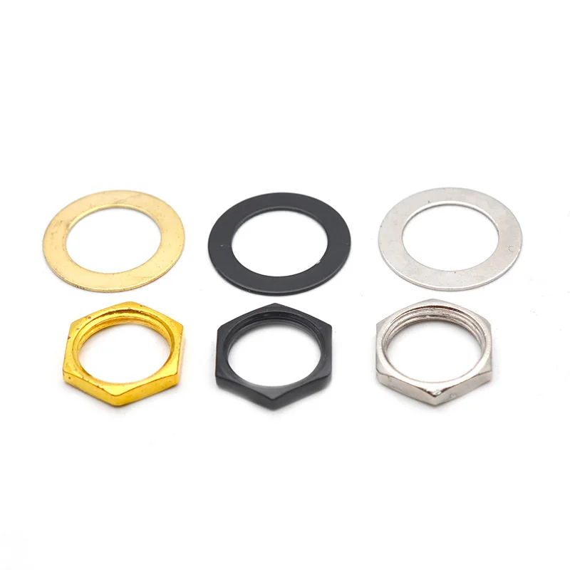 3 sets hexagon m12 elektrische bass gitarre mutter washer für kippschalter 12mm bass gitarre schalter mutter dichtung schwarzgoldchrom free glo